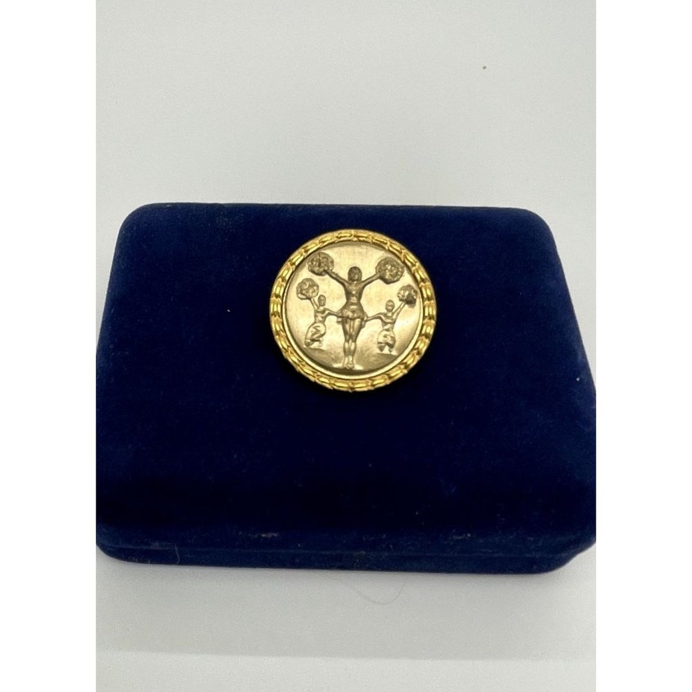 Vintage Round Gold Toned Cheerleading Recognition Brooch Pin